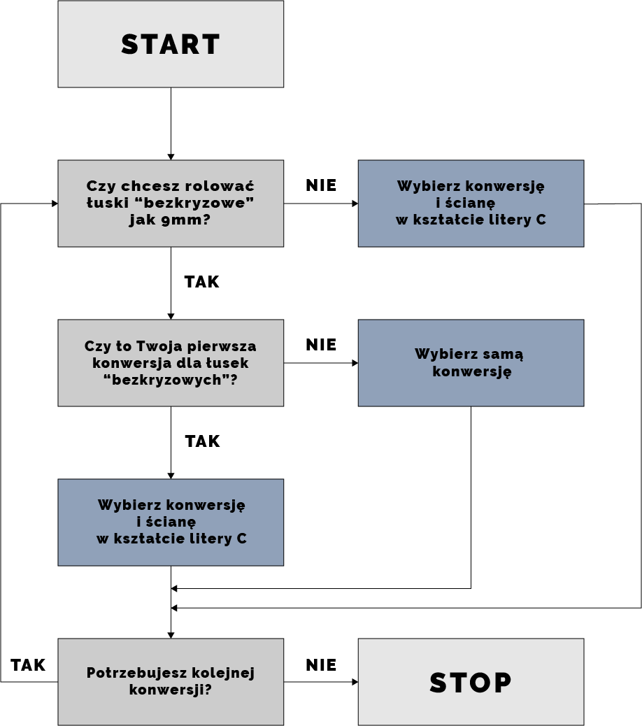 Schemat blokowy wyboru konwersji